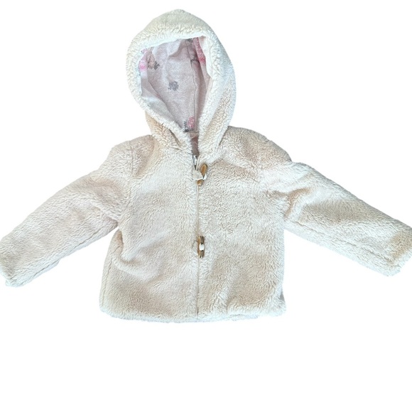 Lapin House Girls toddler teddy bear flowers pixel reversible fuzzy jacket - Picture 4 of 5